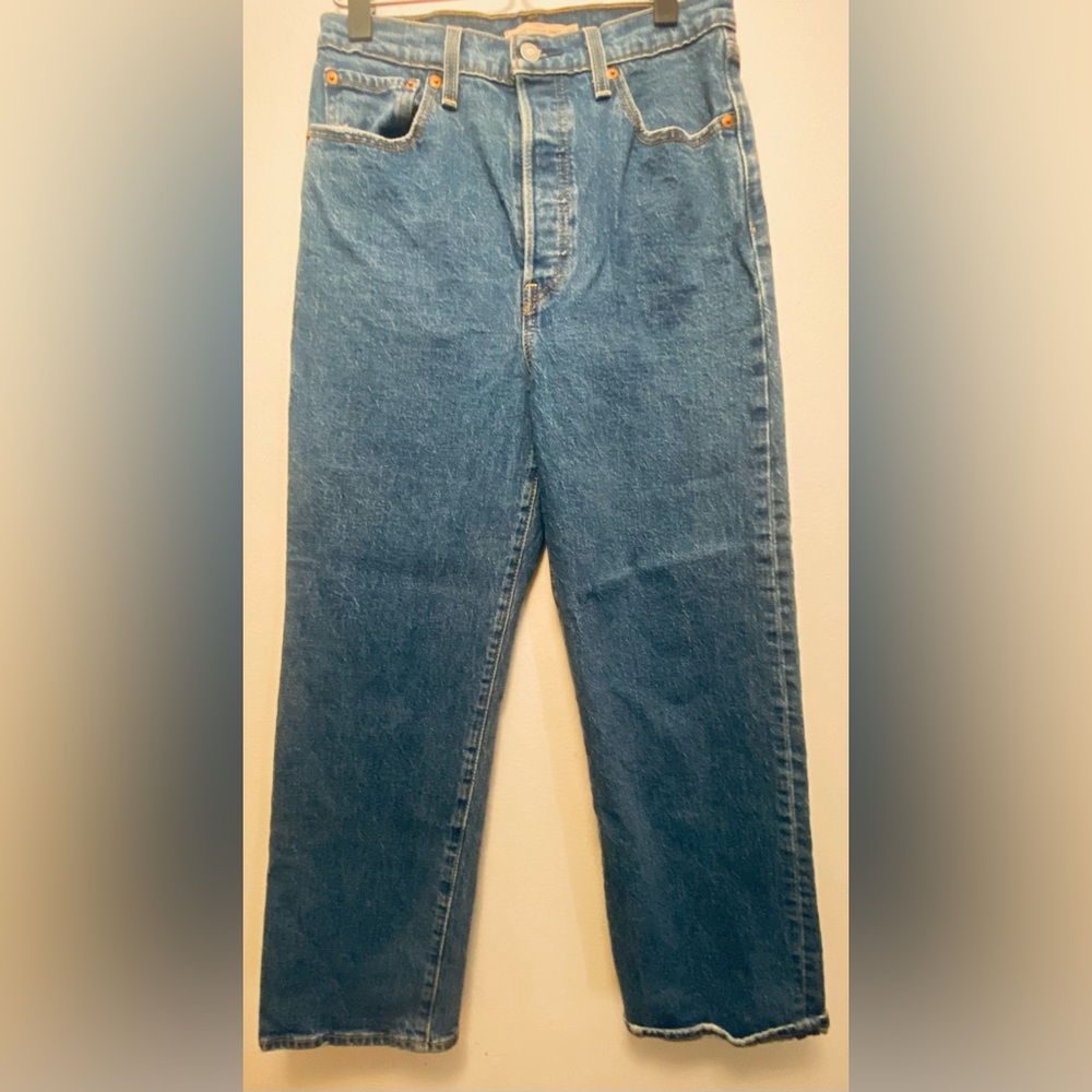 Levi's Blue Denim with Brown Leather Patch